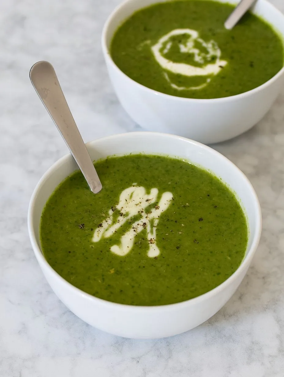 Creamy Broccoli Spinach Soup With Greek Yogurt