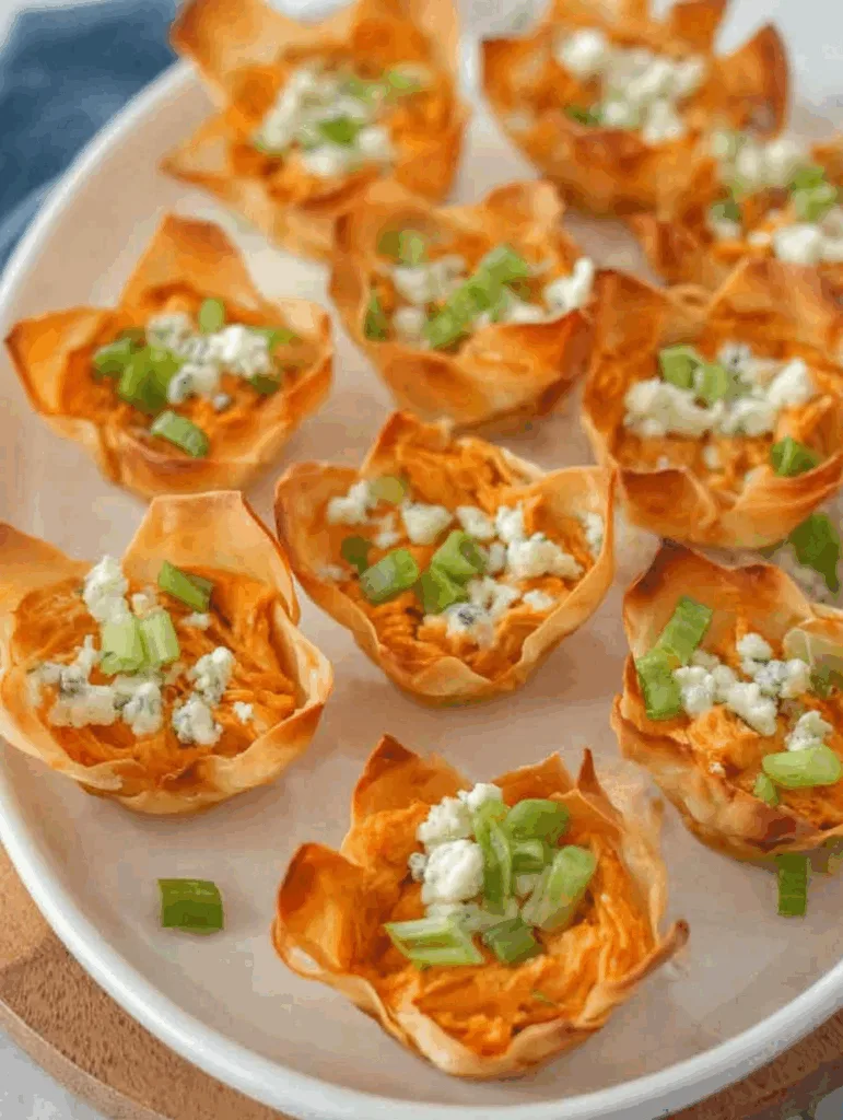 Buffalo Chicken Wonton Cups
