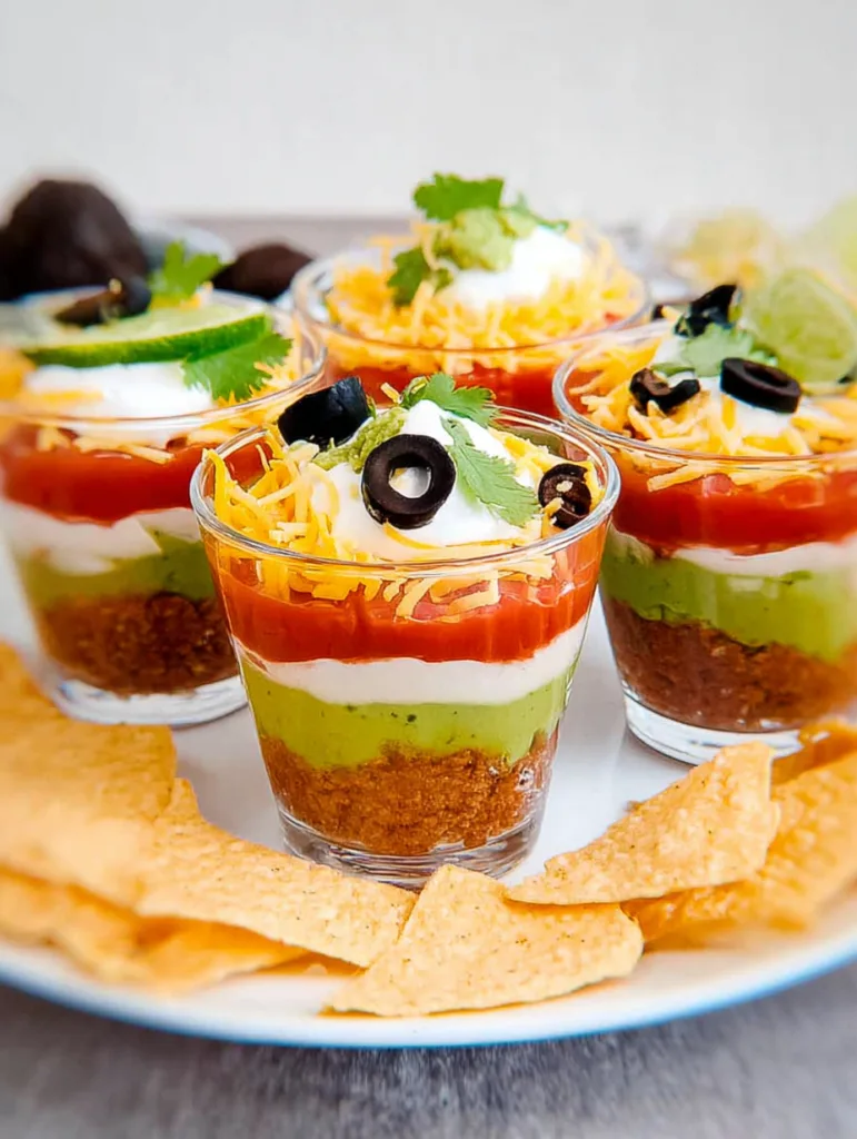 Loaded 7-Layer Taco Dip Cups