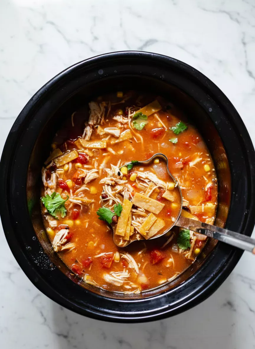 Hearty Crockpot Chicken Tortilla Soup Recipe
