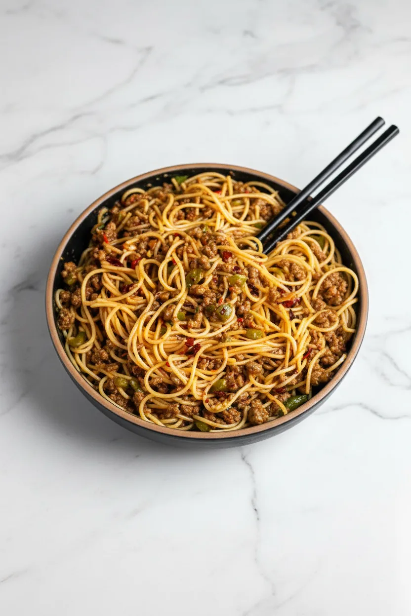 Pasta with Chinese Beef Sauce