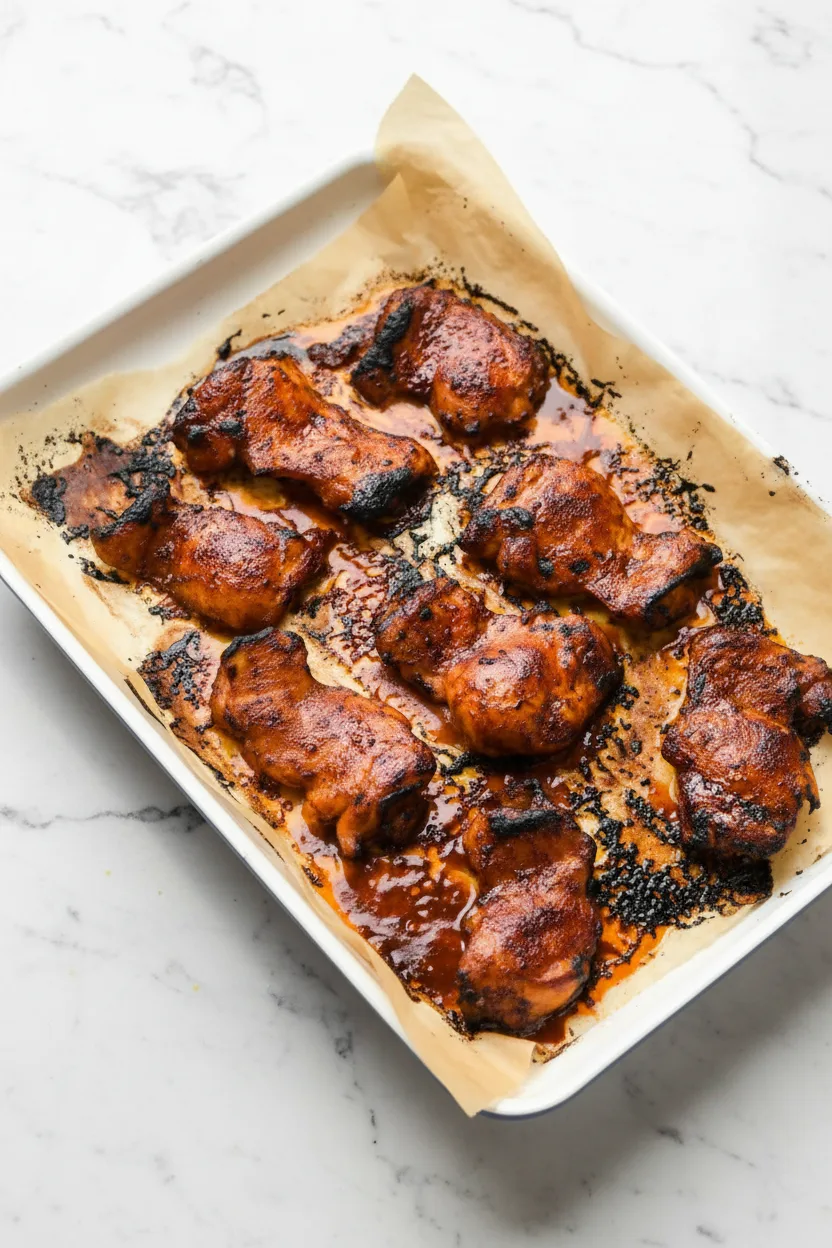 Caramelized BBQ Chicken Thighs in the Oven