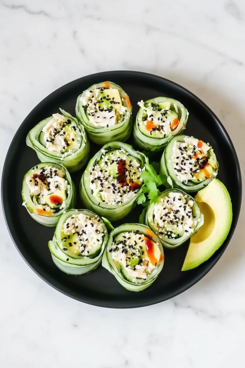 Crunchy Chicken Salad Cucumber Roll Ups