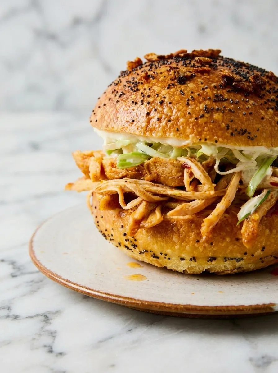 Slow Cooker Hot Honey Chicken Sandwiches