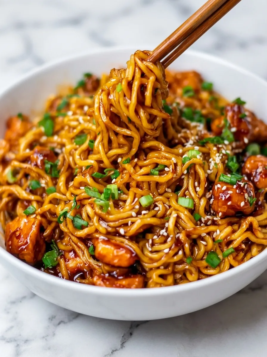 Sticky Garlic Chicken Noodles