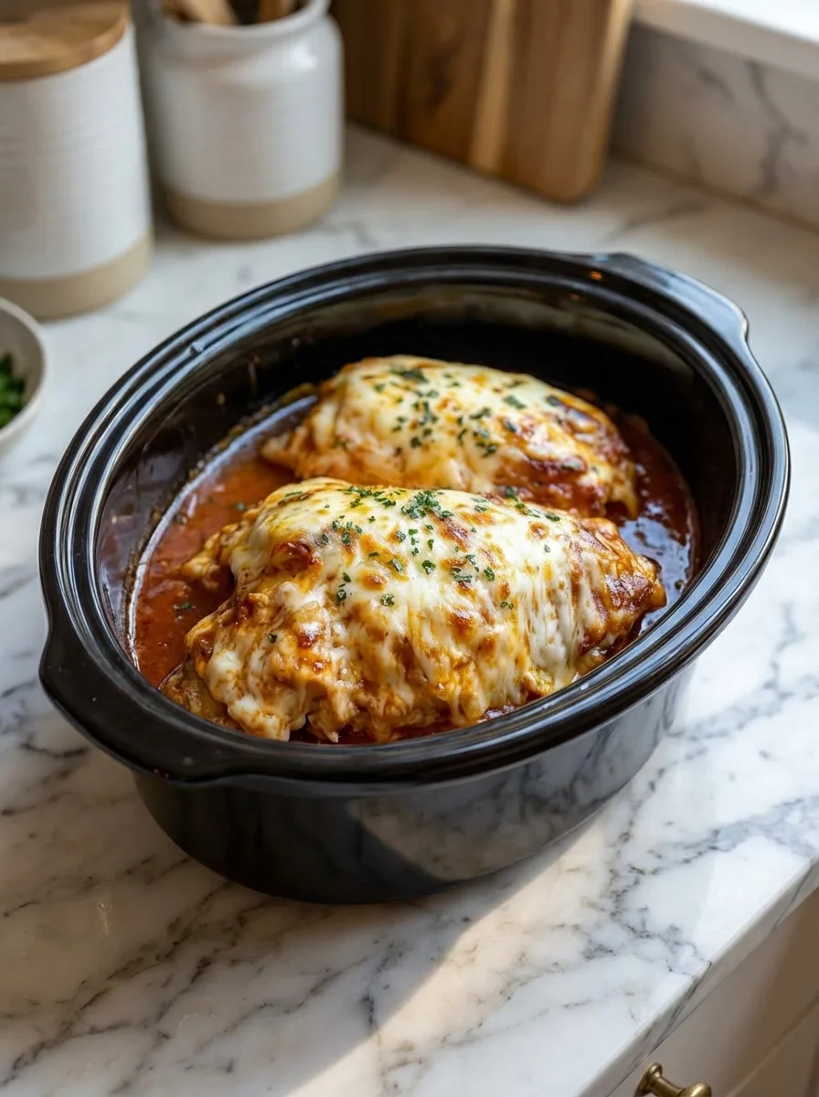 Slow Cooker Cheesy Mozzarella Chicken