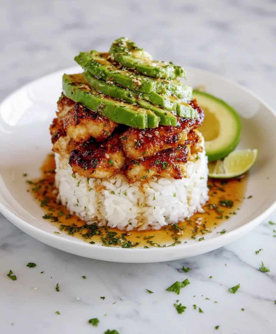 Honey Lime Chicken & Avocado Rice Stack