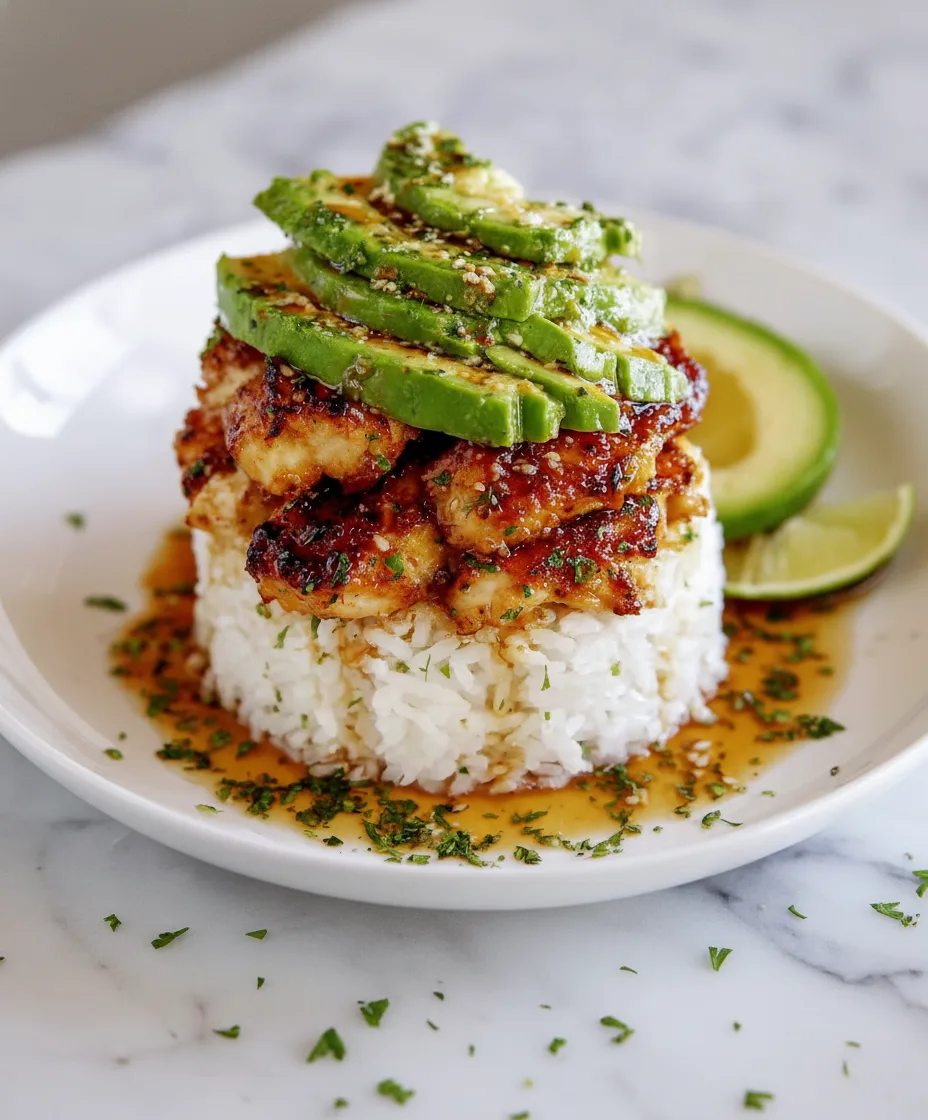 Honey Lime Chicken & Avocado Rice Stack