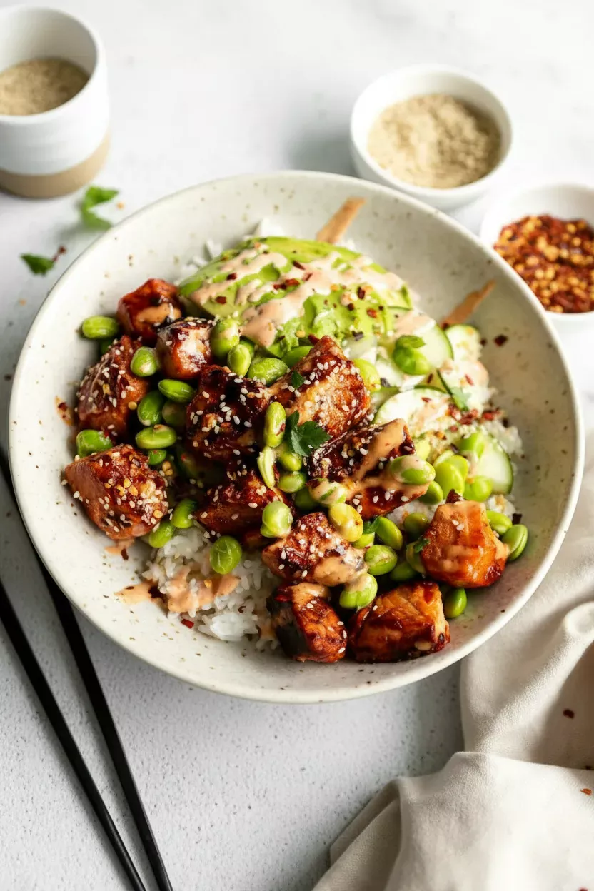 Honey Sriracha Salmon Bowls