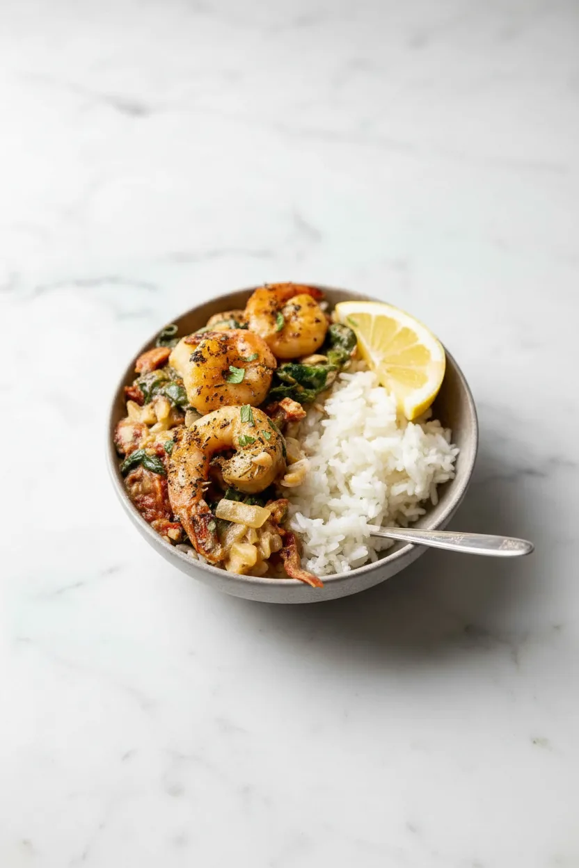 One Pan Dairy Free Creamy Garlic Shrimp