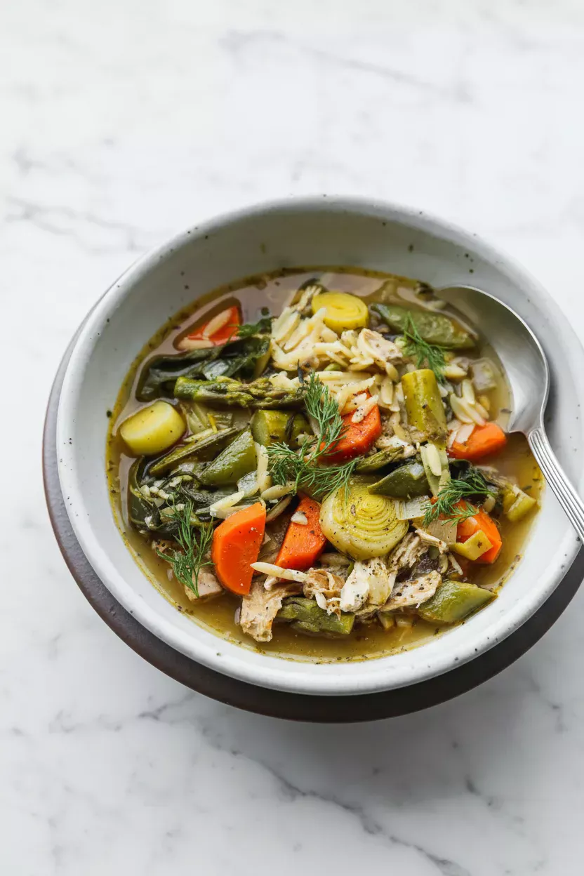 Chunky Spring Vegetable Soup with Peas