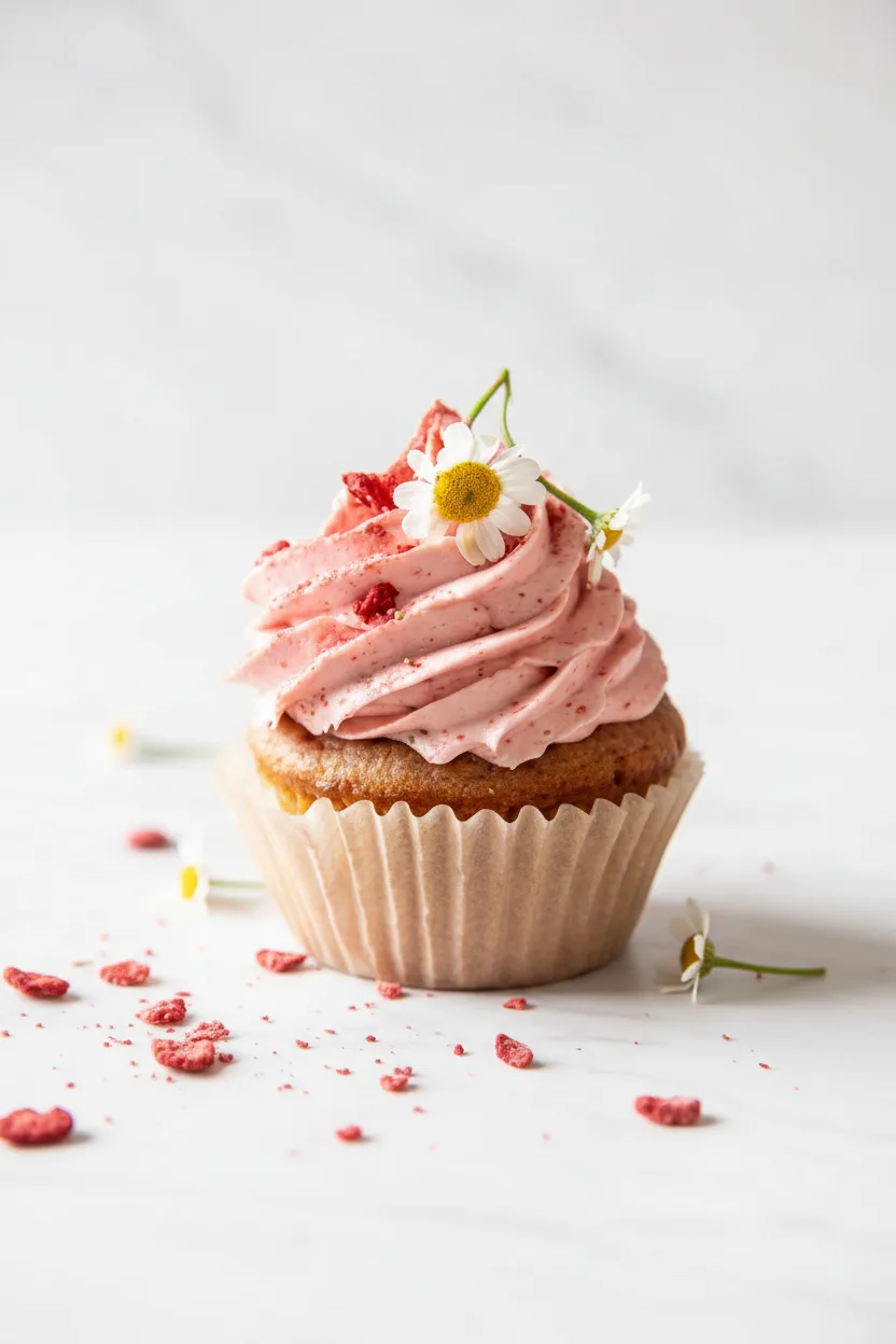 Double Strawberry Frosted Cupcakes