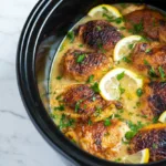 Slow Cooker Lemon Herb Chicken Thighs