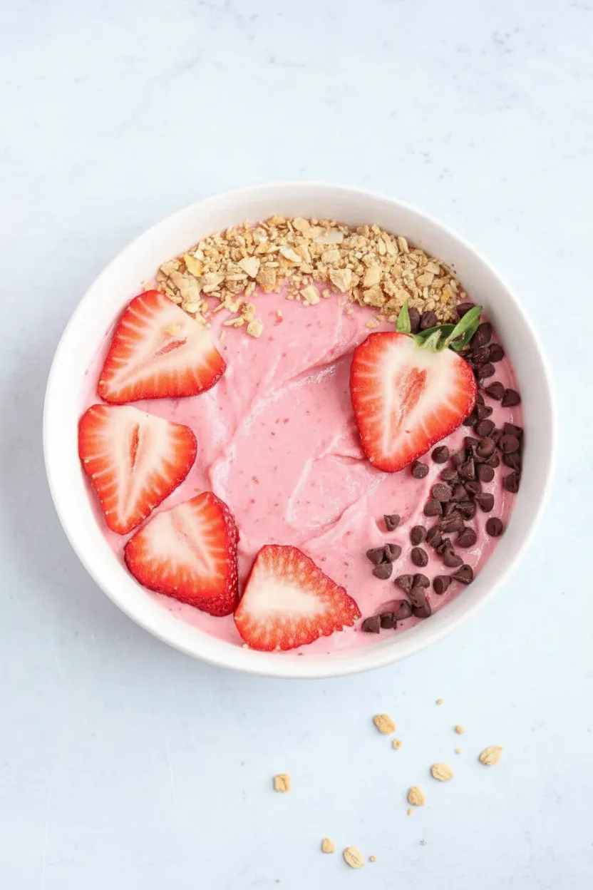 Thick Strawberry Smoothie Bowl (High Protein Breakfast)