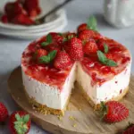 No Bake Strawberry Cheesecake with Biscuit Base