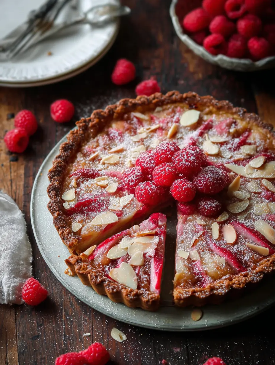 Rhubarb & Raspberry Almond Tart