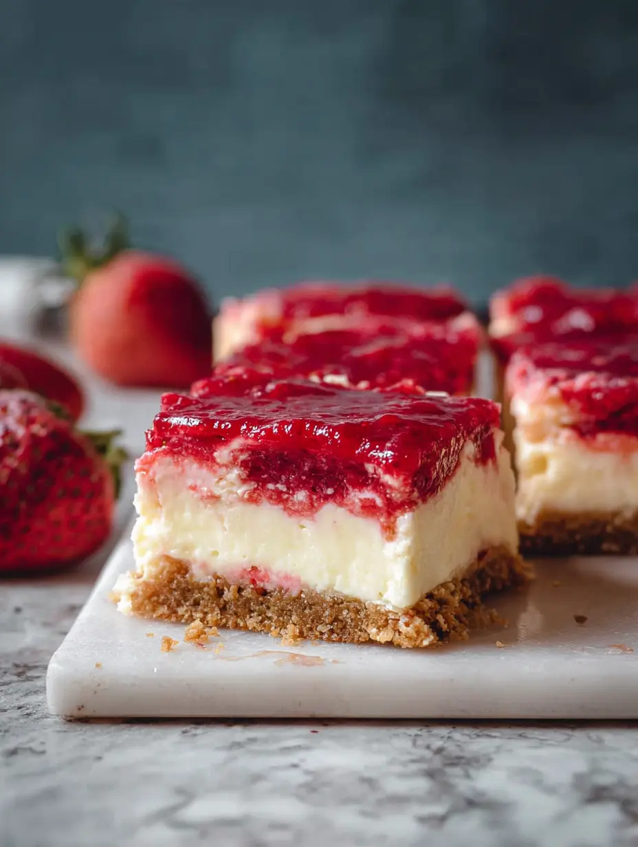 Strawberry Cheesecake Bars with Fresh Strawberry Layer