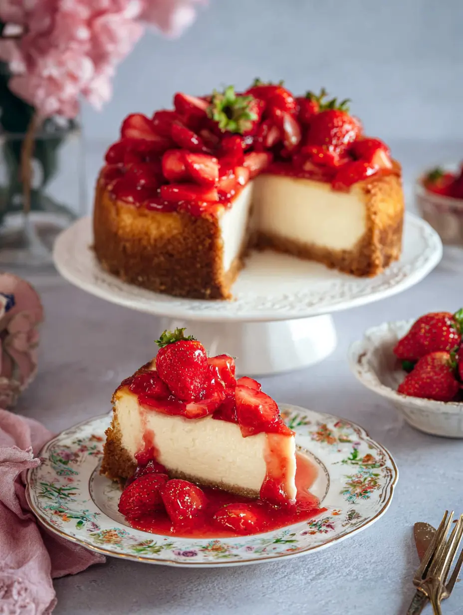 Strawberry Cheesecake with Fresh Fruit Decoration