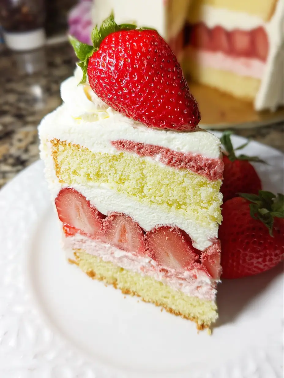Strawberry Shortcake Cheesecake with Cream Layers