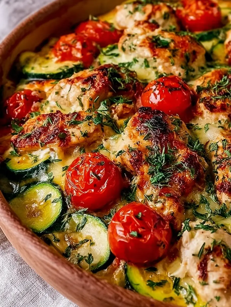 Mediterranean Chicken Zucchini Bake