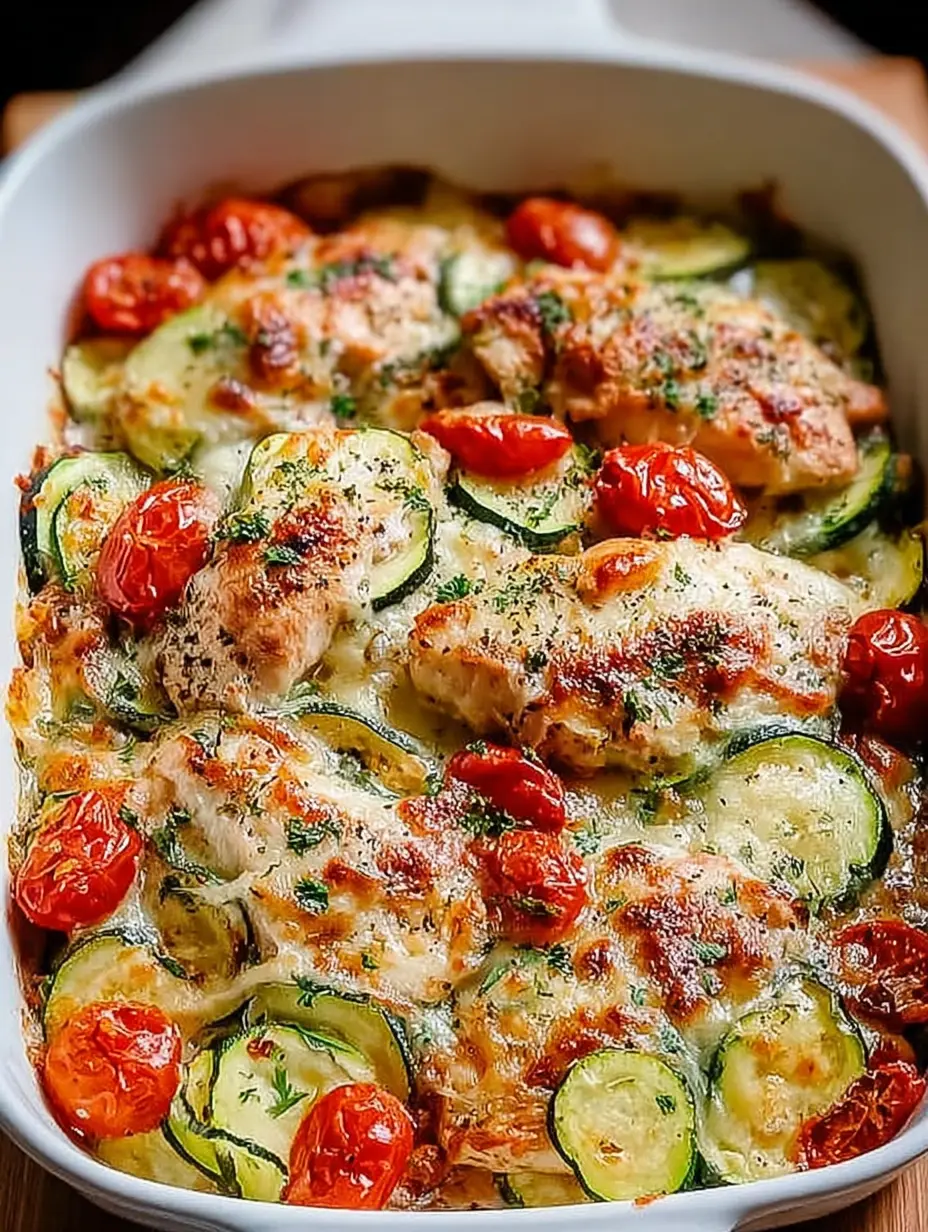 Mediterranean Chicken Zucchini Bake